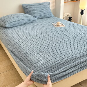\新品15%OFFクーポン 10/23まで/ボックスシーツ 冬 もこもこ 一体型敷きパッド フランネル 敷きパッド シングル セミダブル ベッドカバー BOXシーツ ベッドシーツ 厚手 ワッフル柄 発熱 マイ