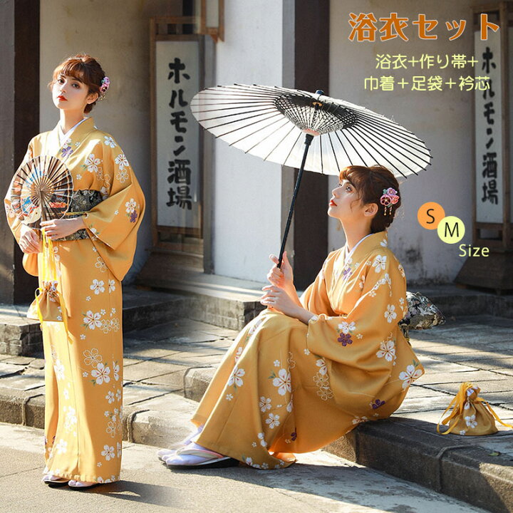 楽天市場】浴衣 浴衣+作り帯+巾着＋足袋＋衿芯 5点セット 浴衣セット 