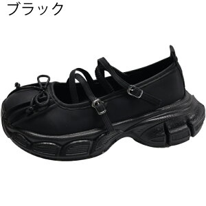 メリージェーン スニーカー レディース 厚底スニーカー 6cmヒール リボン バレエコア 厚底パンプス チャンキーソール プラットフォーム バレエ風 きれいめ ストラップ 歩きやすい 疲れない