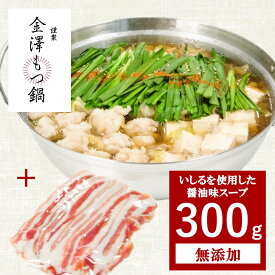 【300g＋能登豚】金澤もつ鍋 能登豚セット（3〜4人前）いしるを使用した珍しいスープ しょうゆ味 国産 無添加