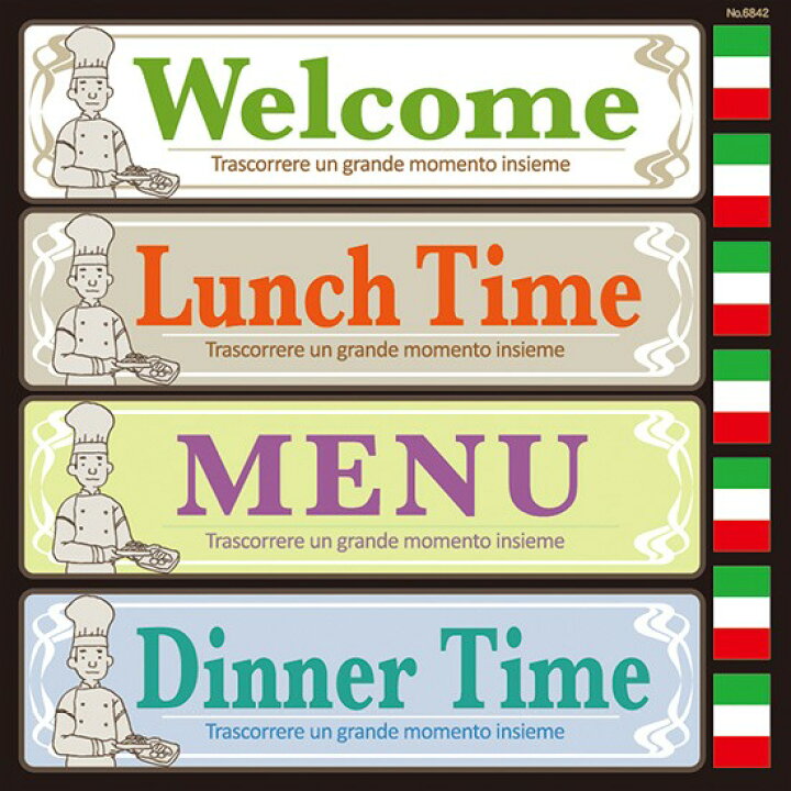 楽天市場 シール メニュー看板 文字 Welcome Lunch Time Menu Dinner Time 英文字 装飾 デコレーションシール チョークアート 窓ガラス 黒板 看板 Pop ステッカー 最低購入数量3枚 看板ショップ