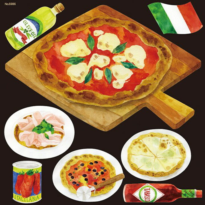 楽天市場 シール 洋食カフェ ピザ マルゲリータ 生ハムピッツァ トマト アンチョビ 装飾 デコレーションシール チョークアート 窓ガラス 黒板 看板 Pop ステッカー 最低購入数量3枚 看板ショップ