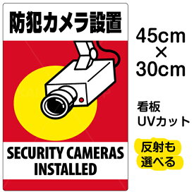 看板/表示板/「防犯カメラ設置」縦型/小サイズ/30cm×45cm/監視カメラ/イラスト/プレート
