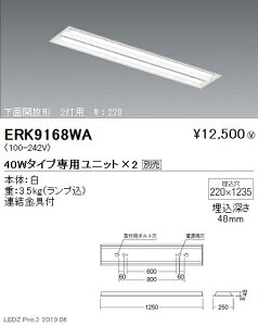 【遠藤照明】【endo照明】 施設照明 直管形LEDベースライト 本体 40Wタイプ 埋込 下面開放形 2灯用 W:220 ERK9168WA ※ユニット別売