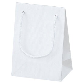 【ラッピング用品】【袋類】【ひも付き紙袋(クラフト紙)】 kp38-313-8-9 手提げ紙袋 白 ストライプエンボス 12×7×16.5cm
