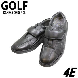 実用品 GOLF 幅広 革靴 52 黒（ブラック）ワイズ 4E ビジネスシューズ ウォーキング シューズ カネカ 靴メンズ カジュアルシューズ マジックベルト 甲高 （男性用）本革（レザー）ヒモ無し スリッポン 日本製 24.5cm 25cm 25.5cm 26cm 26.5cm 27cm