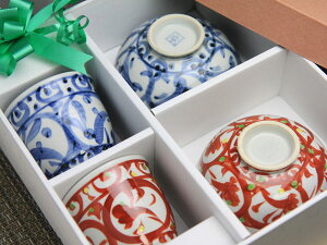 【睦セット(夫婦茶碗&夫婦湯呑)】【贈り物/ギフト】【化粧箱入り】染付うさぎ紋睦セット 【楽ギフ_包装選択】