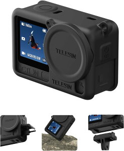 TELESIN DJI Osmo Action 6�p �ی�P�[�X �V���R���ی�J�o�[ �����Y�L���b�v �����Y�J�o�[ �X�N���b�`�h�~ �ϖ��� �_��ŕό`���Ȃ� �����h�~ �X�g���b�v�t�� �g�тɕ֗� ���t���ȒP DJI Osmo Action