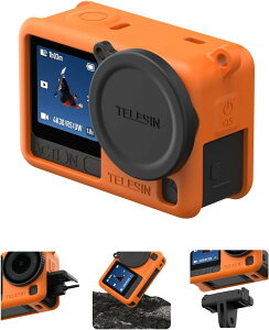 TELESIN DJI Osmo Action 6�p �ی�P�[�X �V���R���ی�J�o�[ �����Y�L���b�v �����Y�J�o�[ �X�N���b�`�h�~ �ϖ��� �_��ŕό`���Ȃ� �����h�~ �X�g���b�v�t�� �g�тɕ֗� ���t���ȒP DJI Osmo Action