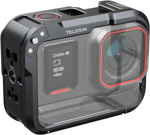 TELESIN �A���~�����P�[�W Insta 360 Ace Pro 2/Ace Pro�Ή� �c���B�e �ی�t���[�� �ڑ��\ �O�r ���B��_ ������C�g �}�C�N�Ȃ� 1/4�C���`�l�W���E�R�[���h�V���[�t�� Insta 360 Ace Pro 2/Ace Pro�A�N�Z�T