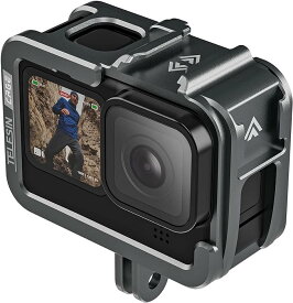 TELESIN GoPro Hero 11 10 9 カメラ 用 ケージ 横撮り アルミニウム合金 コールドシューマウント付き ゴープロ 用 フレーム アクションカメラ用 アクセサリー