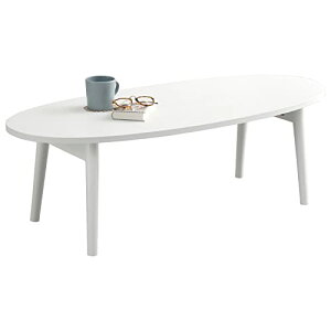 萩原 ローテーブル テーブル 楕円 折りたたみ 【天然木 タモ材使用】 ホワイト 完成品 幅95 奥行40 高さ32 MT-6420WS