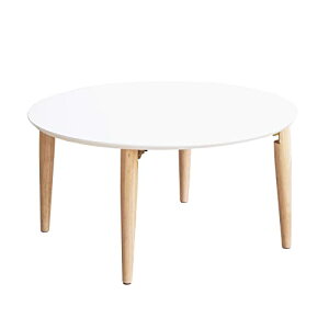 岩附 ローテーブル 折りたたみ 円形 幅75cm 木製 丸 ラウンド おしゃれ 完成品 ホワイト IMT-84WH