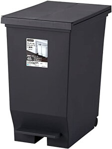 アスベル フタ付きゴミ箱 両開きペダル カウンター下収納可 40L 黒 衛生的 A6304