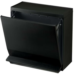 リス(RISU) ゴミ箱 ダストボックス SOLOW通路で使えるペダル分別ストッカー 1段 22.5L ブラック 日本製 大きく開く 薄型 抗菌