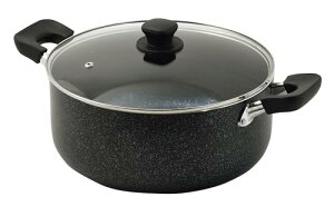 パール金属 深型大型鍋 ガラス蓋付 28cm IH対応 マーブルダイヤモンドコート ママディナーα HC-393