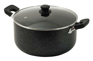 パール金属 深型大型鍋 ガラス蓋付 30cm IH対応 マーブルダイヤモンドコート ママディナーα HC-394