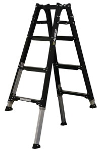 アルインコ(ALINCO) アルミ 伸縮脚付はしご兼用脚立 ブラック 高さ100〜130cm 耐荷重100kg 軽量 折りたたみ 幅広踏ざん 洗