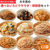 おかず 時短 【まとめ買いキャンペーン対象商品】カネ吉の◆選べるいろどりサラダ・和惣菜◆セット(12袋)