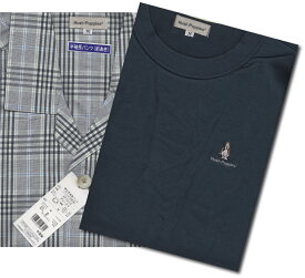 4-10月Hush Puppies　グンゼ　紳士パジャマ　半袖シャツ・長パンツ・Tシャツの3点セット　hp3050