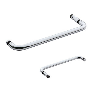 ベスト ドアハンドル つまみ付 G998A 本体:ステンレス鋼 SUS304・ゴム:シリコンゴム(黒) ガラスドア用 ガラス厚:10mm 鏡面 L=450mm