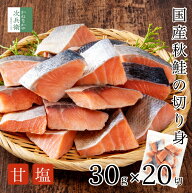 ＼あっさり食べやすい北海道産秋鮭！／ 無添加 国産 天然 甘塩 鮭 切り身 30g×20切【国内加工】魚 骨取…