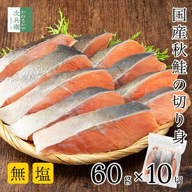 【マラソン限定500円OFF】無添加 国産 天然 無塩 秋鮭 切り身 60g×10切(600g)【国内加工】骨取り 鮭 さけ 冷凍 2個購入500円 3個購入900円 4個購入1,400円OFF まとめ買いクーポン付 国内加工 北海道 化学調味料不使用【C配送：冷凍】