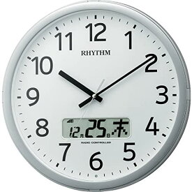 リズム(RHYTHM) 掛け時計 電波時計 チャイム付き プログラムカレンダー01SR シルバー ф35.0×5.5cm 4FNA01SR19