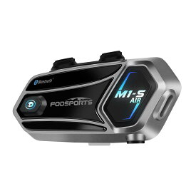 FODSPORTS バイク インカム M1-S Air インカム 連続使用20時間 接続自動復帰 ワイドFM搭載 音楽共有 3段階音質調整 電源残量表示 ユニバーサル接続 オートバイ用Bluetoothヘッドセット マイクミュート機能 Siriコマンド対応 付属品同梱 (1個セット)