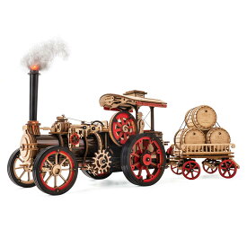 ROKR 立体パズル 木製 スチームエンジン 蒸気機関車 可動式モデル 大きめ 存在感ある マルチ遊び方 メカニカル 木製 3D ウッドパズル 工作キット DIY クラフト 組み立て 暇つぶし 知育玩具 男の子へのギフト 誕生日プレゼント クリスマスプレゼント