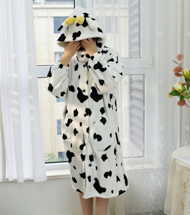 楽天市場 パジャマ ワンピース レディース 部屋着 ルームウエア 膝丈ワンピースもこもこ 前開き ロング丈 ルームウェア 可愛いフード付き 部屋着 柔らかいきれいめ ゆったり 金城商店