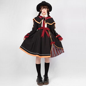 ワンピースリボン 蝶結び cosplay lolita 通勤 学園祭 ハロウィン衣装 レディース コスプレ 魔法使い 魔女 ワンピース 仮装 変装 コスチューム パーティー イベントゴシックロリータSKスカート