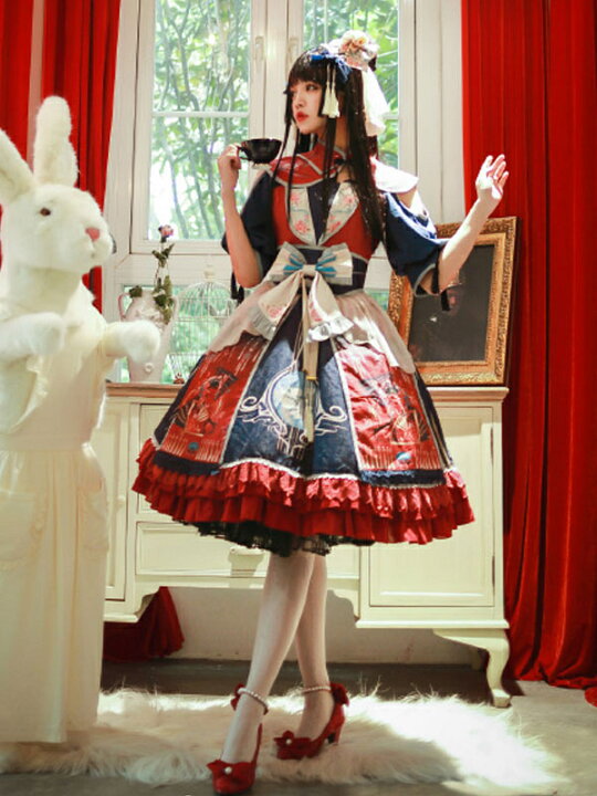 楽天市場 中国風ロリータopドレスインファンタ着物プリーツフリンジプリーツロリータワンピースドレス 金城商店