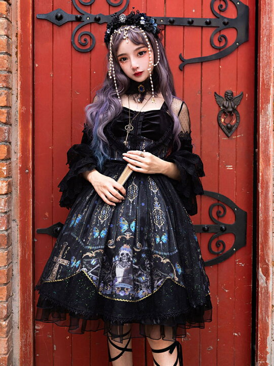 楽天市場】ゴシックロリータOPドレスカスケードフリル弓ブラック  