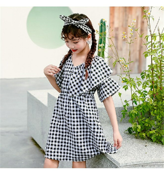 楽天市場 チェックワンピース子供服 子ども服 不規則フリル襟付き ワンピースキッズ 女の子 ワンピース Aライン ギンガムチェック チェック柄 ガールズ110 1 130 140 150 160 金城商店