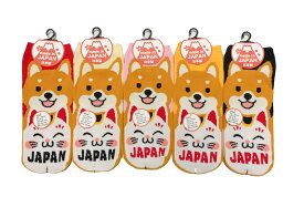 スーベニア ソックス 柴犬と招き猫 日本 外国人 お土産 靴下 日本製 スニーカー丈 sourvenir socks TOKYO JAPAN