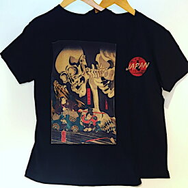和柄プリント 和 日本 お土産 Tシャツ 浮世絵 髑髏 どくろ skull bones 外国人 人気 東京 浅草 スーベニア Souvenir Tshirts JAPAN TOKYO ブラック BLACK