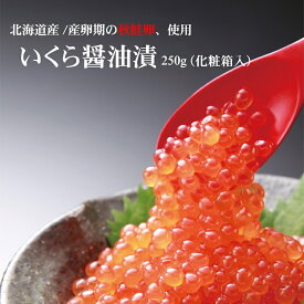 お中元 いくら250g醤油漬 2～3人前 北海道産 冷蔵庫解凍 秋鮭 秋鮭イクラ 秋鮭いくら イクラ 寿司 イクラ丼 正規品 お取り寄せ化粧箱入 おうち居酒屋 贈答 ギフト 贈り物 おいしいお歳暮