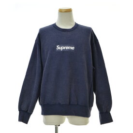 【中古】SUPREME / シュプリーム25SS Washed Box Logo Crewneck Navy長袖スウェット【cacgaeag-m】