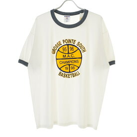 【中古】JERZEES / ジャージーズ90s USA製 GROSSE POINTE SOUTH BASKETBALL リンガー半袖Tシャツ【cacdbbae-m】