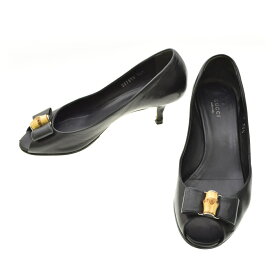 【中古】GUCCI / グッチ257870 バンブー リボン オープントゥパンプス【cacgacbj-z】