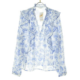 【中古】ZARA / ザラ総柄 フリル長袖ブラウス【cacfbbch-l】
