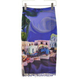 【中古】Desigual / デジグアル24SS 24SWFK05 M. Christian Lacroix 風景モチーフ ミディスカート ロングスカート【cacgahbf-l】