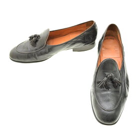 【中古】Santoni10663 レザー タッセル ローファーレザーシューズ【cacfaddb-z】