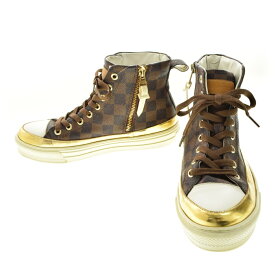 【中古】LOUIS VUITTON / ルイヴィトン18年製 ステラーライン ダミエ モノグラム サイドジップ ハイカットスニーカー【cacfbaaf-z】