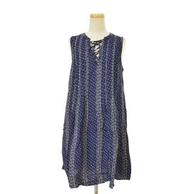 【中古】OLD NAVY / オールドネイビー総柄 ピンタック レースアップネックノースリーブワンピース【cacfbcab-l】