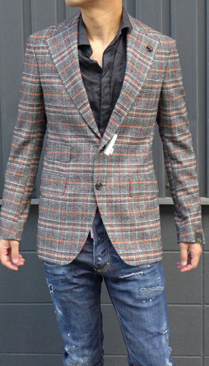 楽天市場 ガブリエレ パジーニ Gabriele Pasini メンズ チェック柄ジャケット ブルゾン15 16aw秋冬新作3ボタン サイドベンツ シングル ジャケットgabriele Pasini G G5409 グレー オレンジチェック柄 ブランドショップ 還元屋