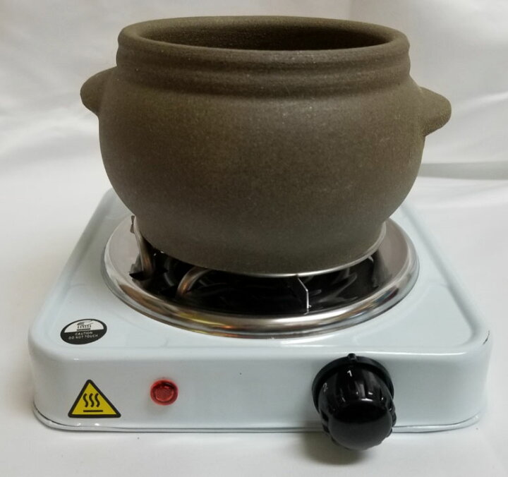 楽天市場】よもぎ蒸し電気コンロ、黄土壺保護の下の木の板付き、素焼き 