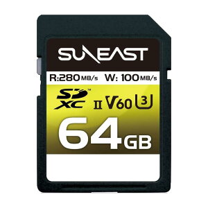 SUNEAST SDXCJ[h 64GB UHS-II V60 ő280MB/s U3 4K UHD ULTIMATE PRO vtFbVi [J[h SE-SDU2064GC280