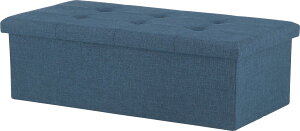 不二貿易(Fujiboeki) 収納ベンチ 収納ボックス 幅60×奥行30×高さ30cm ネイビー オットマン 耐荷重80kg 折りたたみ ボックススツール ハント 86141